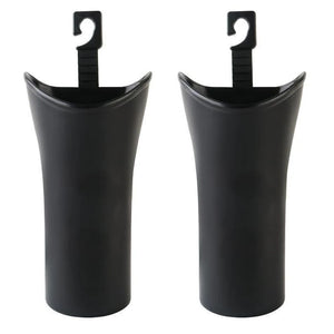 Two black hanging umbrella holders