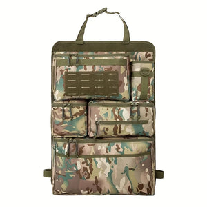 Camouflage hanging seat-back storage bag