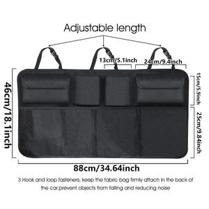Supplier dimensions and strap layout for an eight-pocket organizer