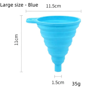Large blue funnel with supplier dimensions
