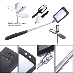 Inspection mirror with swivel-head detail illustrations