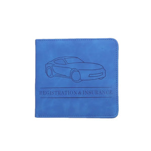 Blue short-format vehicle document holder