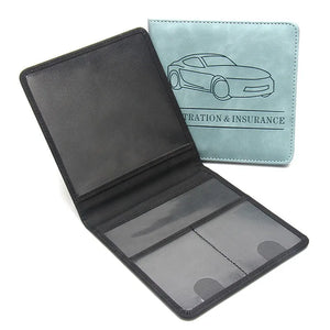 Vehicle document holders shown open and closed