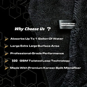 Supplier graphic listing towel fabric and absorbency claims
