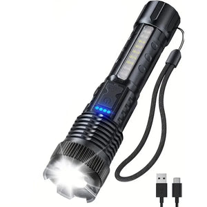 Single rechargeable flashlight with charging cable