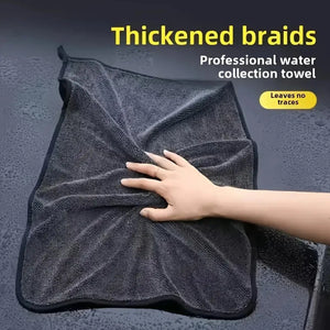 Supplier promotional graphic of a towel wiping a car