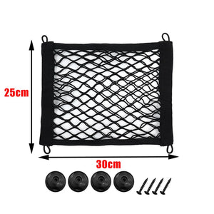 Small storage net shown with mounting pieces