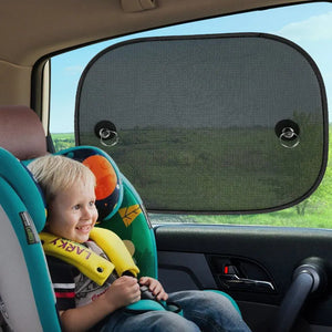 Mesh sunshade fitted inside a rear side window