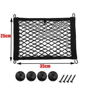 Medium storage net shown with mounting pieces