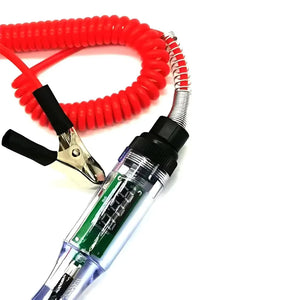 Close view of the coiled lead, handle and clip