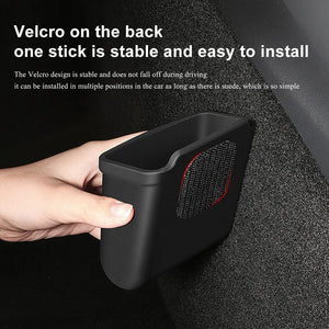 Rear attachment area of a vehicle storage pocket