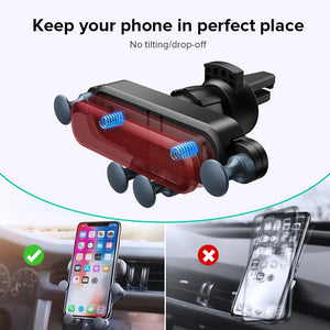 Gravity-style phone cradle with a phone supported at its sides