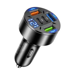 Car charger with USB sockets and digital display