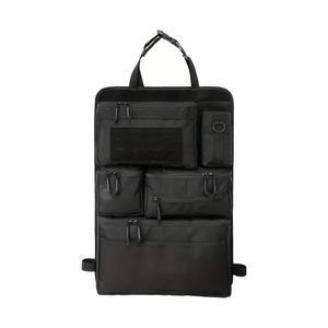 Black hanging seat storage bag on a white background