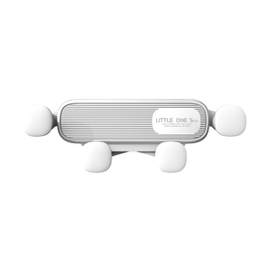 White gravity-style air-vent phone holder on a white background