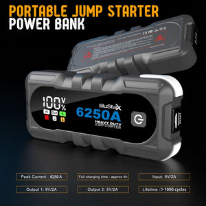 BLUSTARX 6250A Portable Car Jump Starter - Blustarx