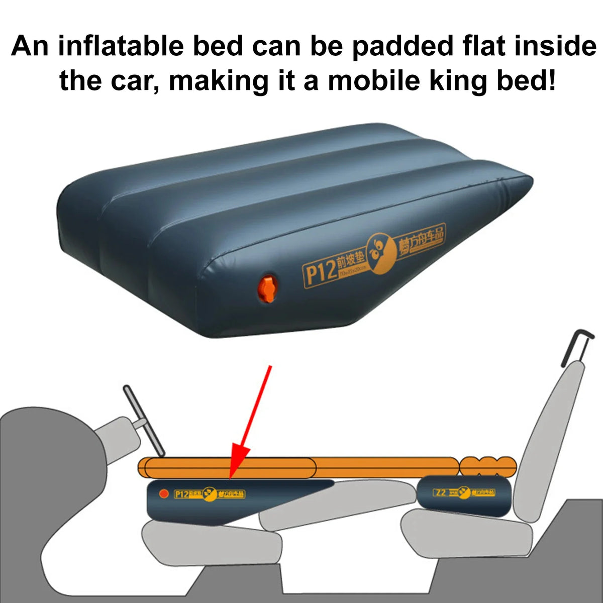 Supplier illustration of positioning an inflatable car gap cushion