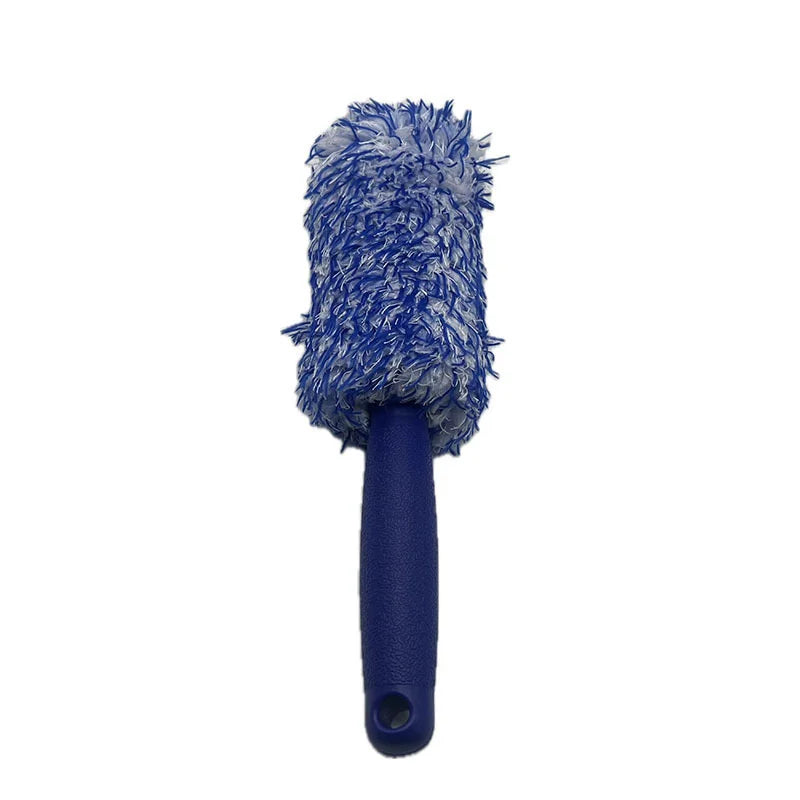 Blue microfiber brush on a white background