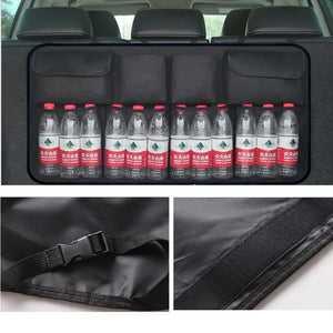 Close views of organizer straps, fabric and pockets