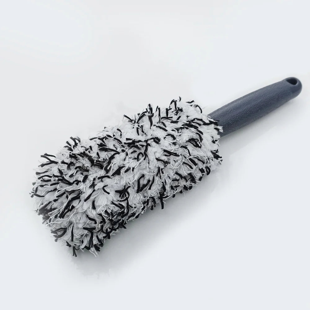 Black and white microfiber brush with hanging hole