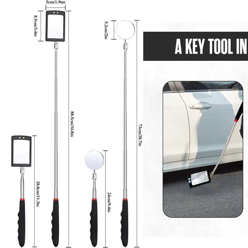 Supplier dimensions for different inspection mirrors