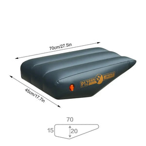Side-profile diagram of the sloped inflatable cushion