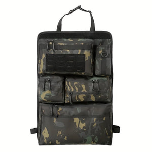 Black camouflage hanging seat-back storage bag