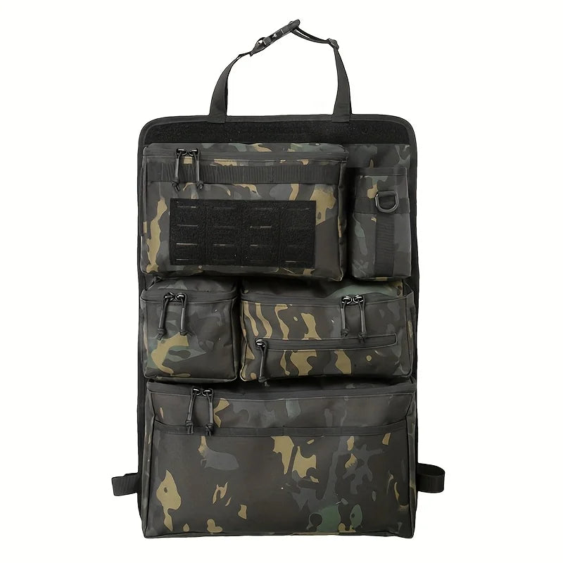 Black camouflage hanging seat-back storage bag