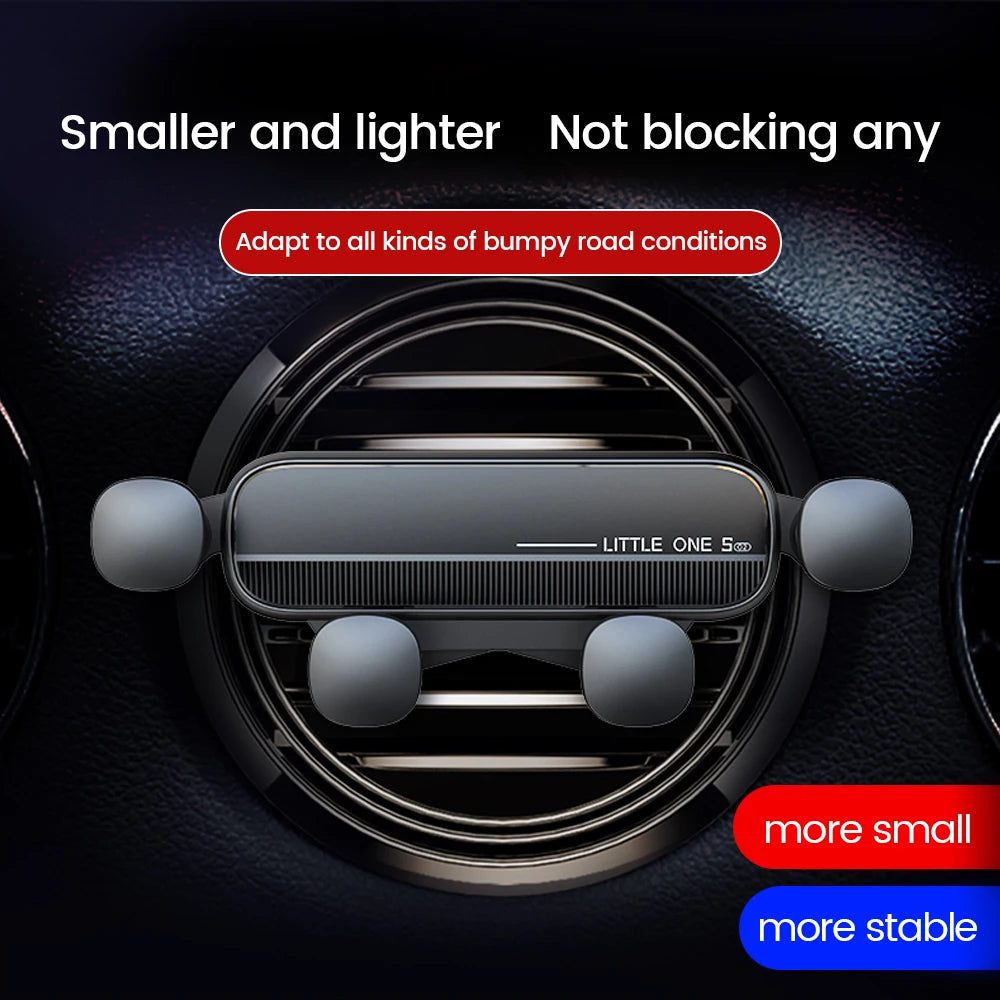 Phone holder displayed over a round car vent