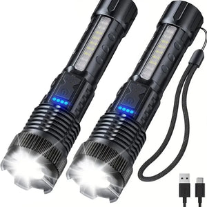 Two rechargeable flashlights with charging cable