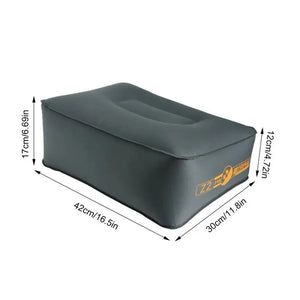 Block-style inflatable cushion with supplier measurements