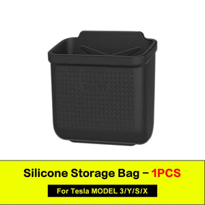 Single black storage pocket with supplier compatibility text