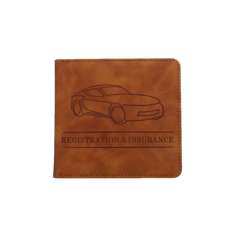 Brown short-format vehicle document holder