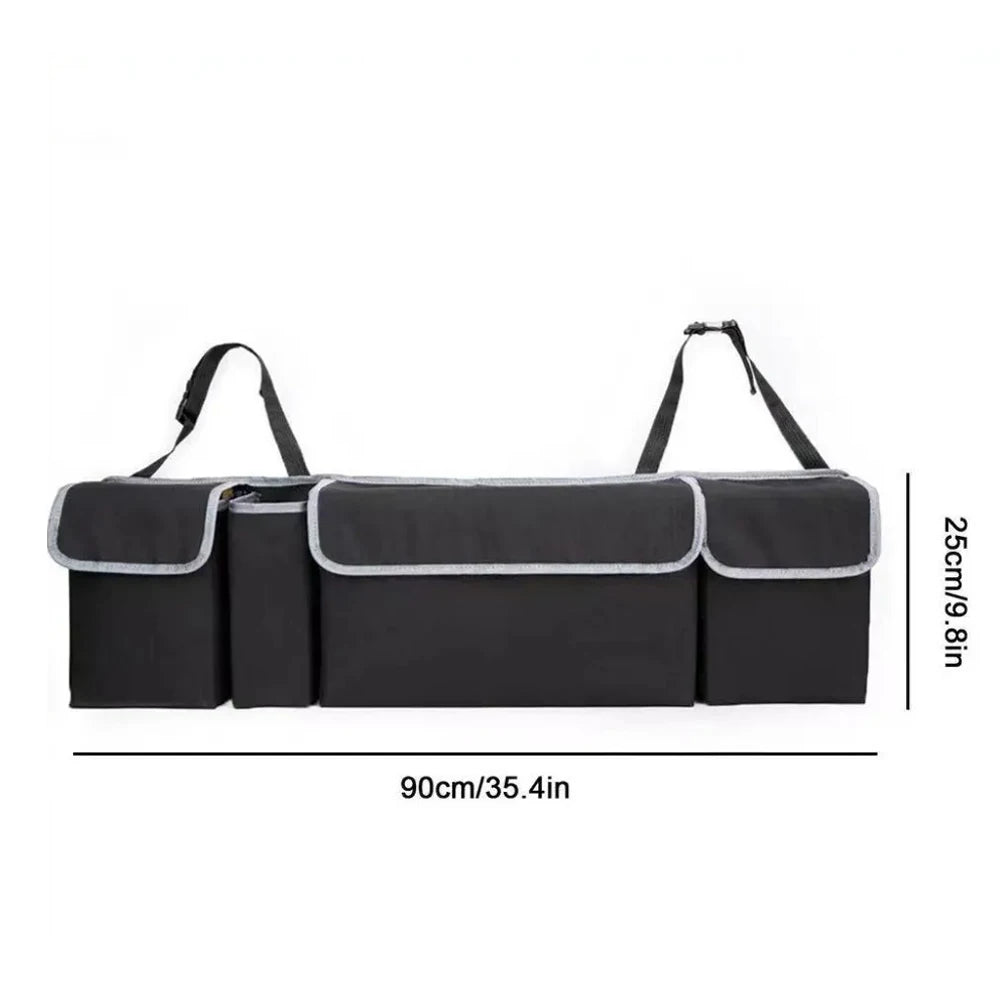 Hanging organizer with light piping and a supplier size diagram