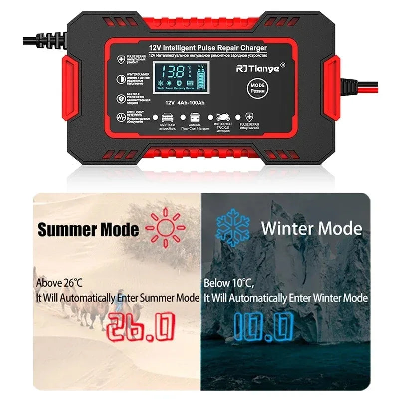 Supplier seasonal-mode graphic for a charger