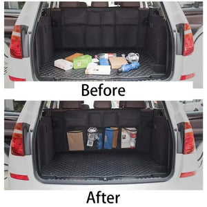 Supplier comparison of trunk storage before and after fitting an organizer