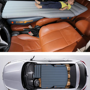 Inflatable cushion pictured beside a car sleeping setup