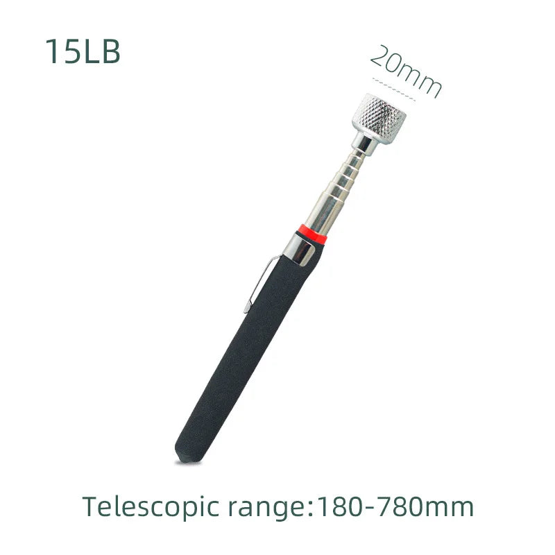 Black telescoping pickup tool with supplier dimensions