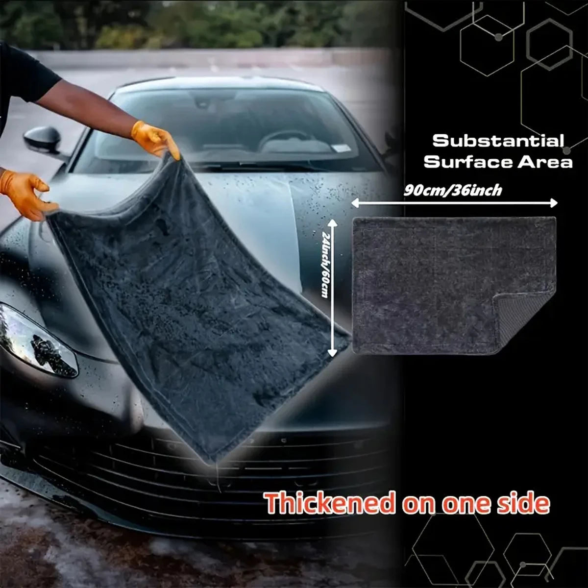 Large towel illustrated over a car panel