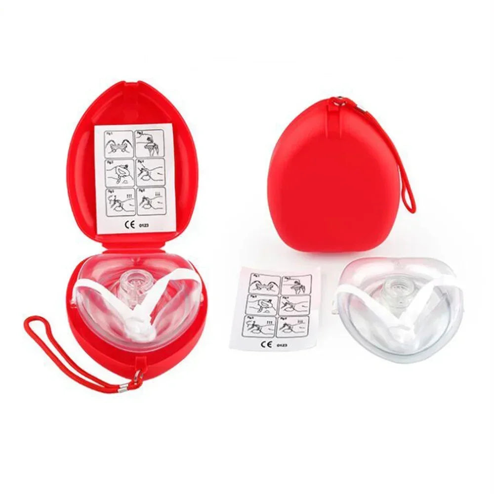 Pocket mask with red case on a white background