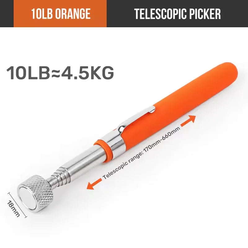 Orange pickup tool with supplier pull-rating graphic