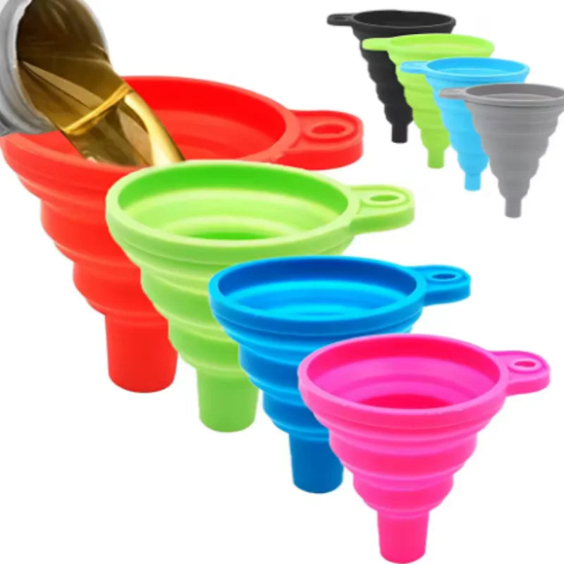 Multiple colored funnels shown unfolded