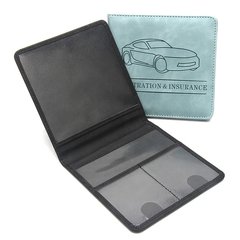 Vehicle document holders shown open and closed
