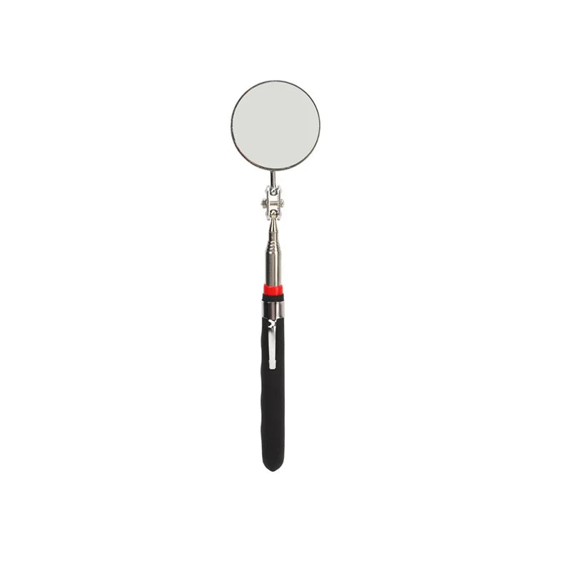 Round inspection mirror on a telescoping handle