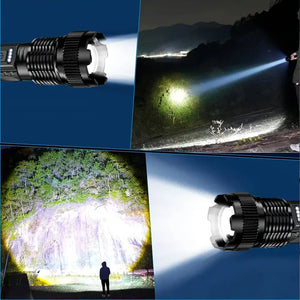 Supplier illustration of flashlight beams outdoors