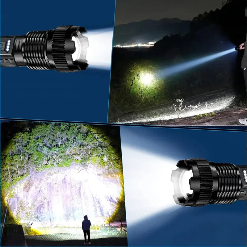 Supplier illustration of flashlight beams outdoors