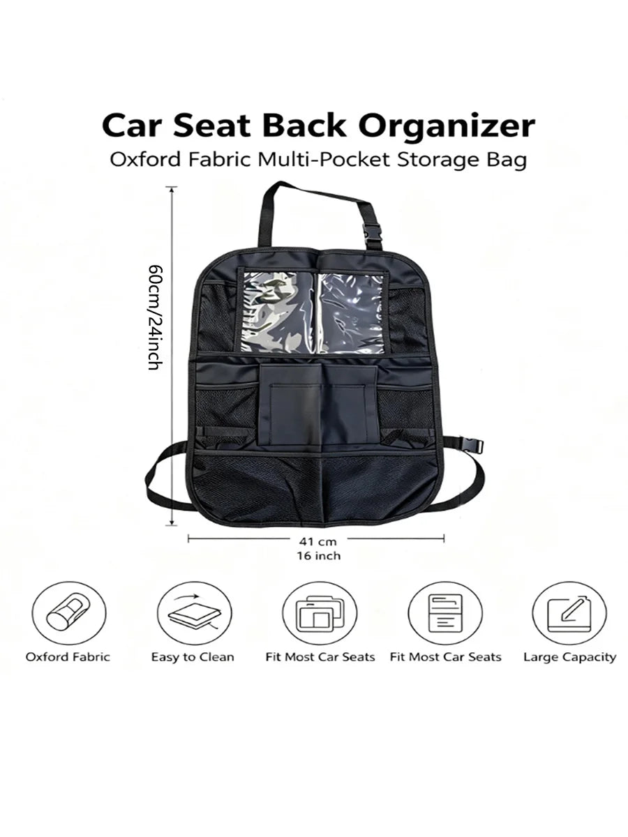 Supplier size diagram for a black seat-back organizer
