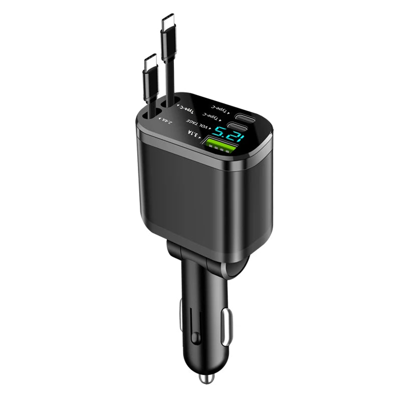 Car charger with cable ends on a white background