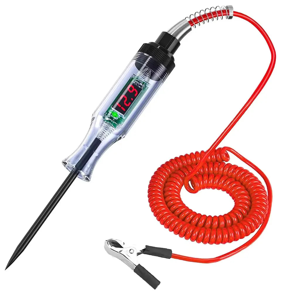 Digital probe tester with extended coiled lead