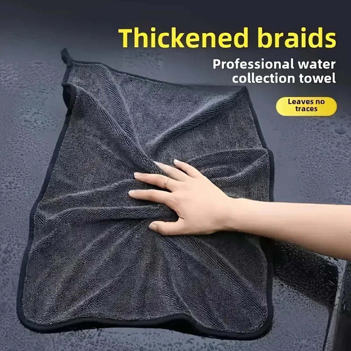 Supplier promotional graphic of a towel wiping a car